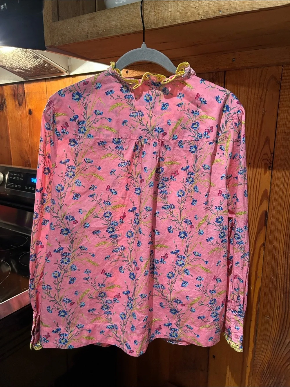 JCrew with Liberty Fabric Ruffle-Trim Top